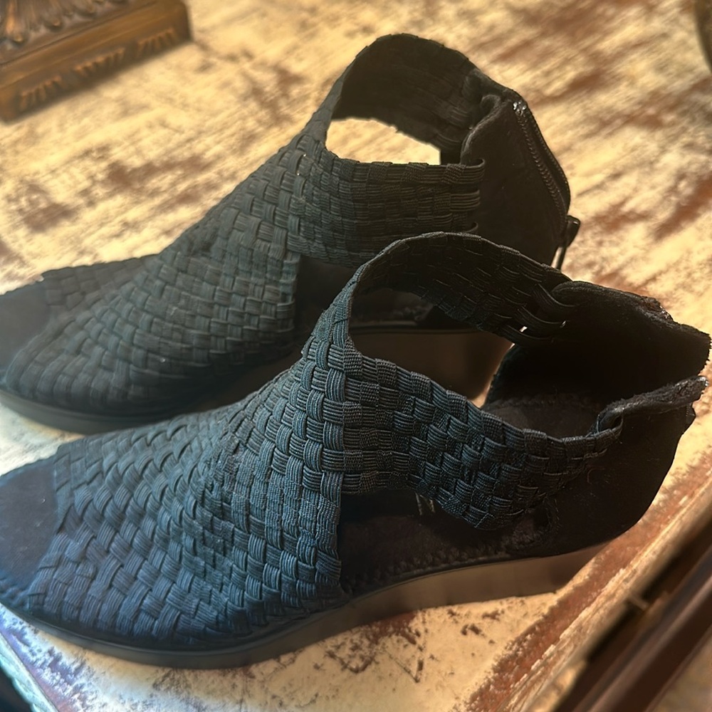 Steven woven ankle height sandals either back zipper